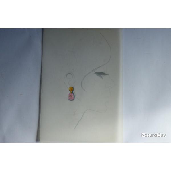Ancien dessin original bijoux Boucle d'oreilles