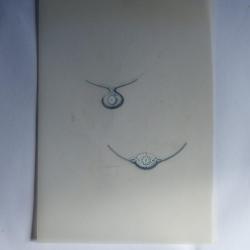 Ancien dessin original bijoux Collier