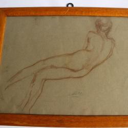 Otto VAUTIER Dessin original sanguine Femme nue
