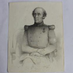 Lithographie Jules HEBERT Portrait g&eacute;n&eacute;ral Dufour 1846 Suisse