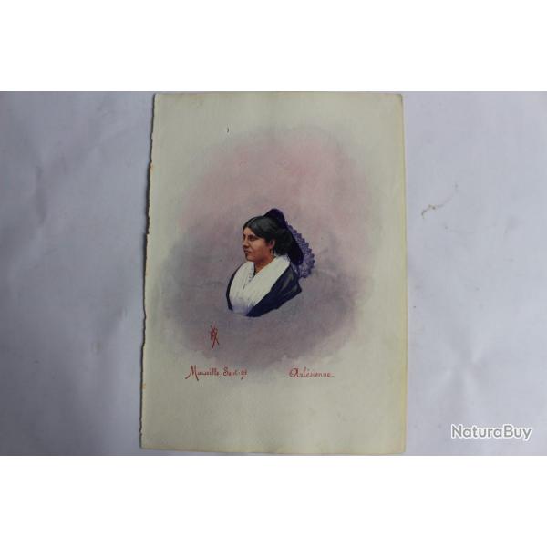 Peinture aquarelle Marseille Arlsienne 1895