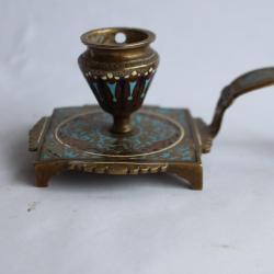 bougeoir laiton &eacute;maux cloisonn&eacute;s XIXe si&egrave;cle France