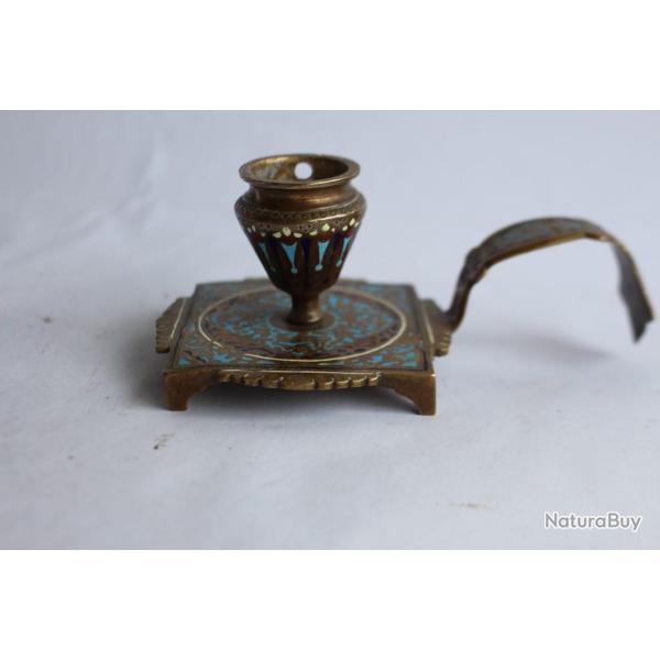 bougeoir laiton �maux cloisonn�s XIXe si�cle France