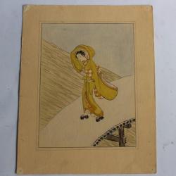 Dessin original Japonaise d'après Suzuki Harunobu