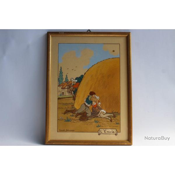 Lithographie Marcel JEANJEAN L'envie p�ch�s capitaux