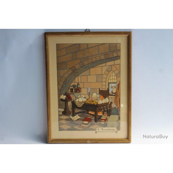 Lithographie Marcel JEANJEAN L'avarice p�ch�s capitaux