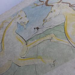 SALVADOR DALI  lithographie  Le cheval qui voulait se venger du cerf