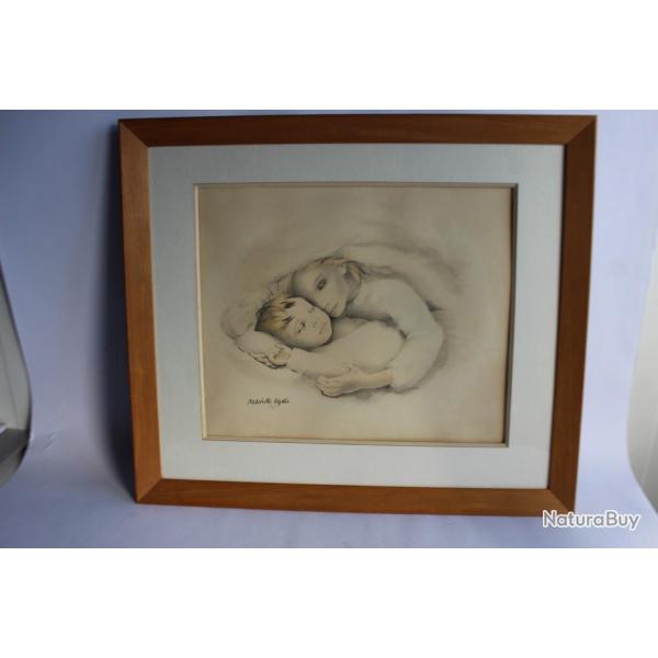 Lithographie Mariette LYDIS Femme � l'enfant n�25/200