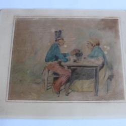 Dessin original Aquarelle Une conquête XIXe siècle