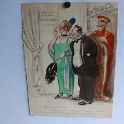 G PAVIS dessin original  aquarelle humoristique