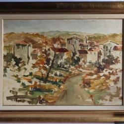 Tableau Antonio DI MICHELE peinture &agrave; l'huile Village Italie