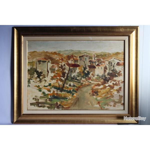 Tableau Antonio DI MICHELE peinture � l'huile Village Italie