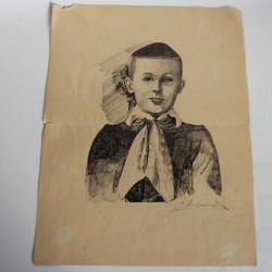 Dessin original &agrave; la plume Gar&ccedil;on juif