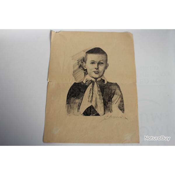 Dessin original � la plume Gar�on juif