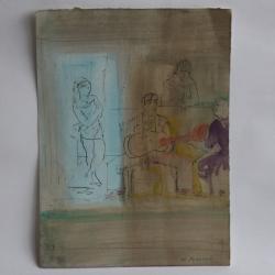 Dessin original Maurice BARRAUD encre aquarelle