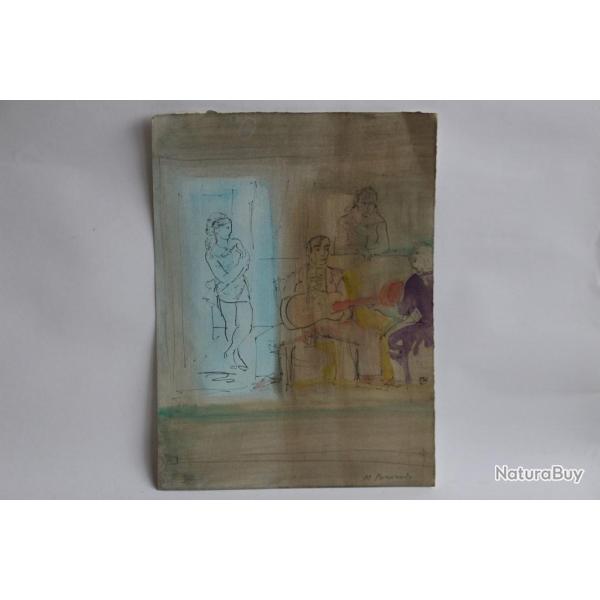 Dessin original Maurice BARRAUD encre aquarelle