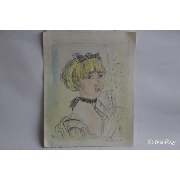 Dessin original Maurice BARRAUD aquarelle fusain