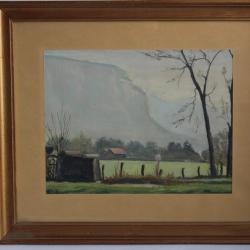 Aquarelle originale Villette Savoie M. VERDESI 1947