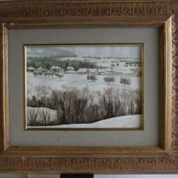 Peinture aquarelle Paysage d'hiver