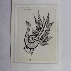 Dessin original a l'encre oiseau