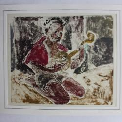 Aquarelle originale Afrique femme musique