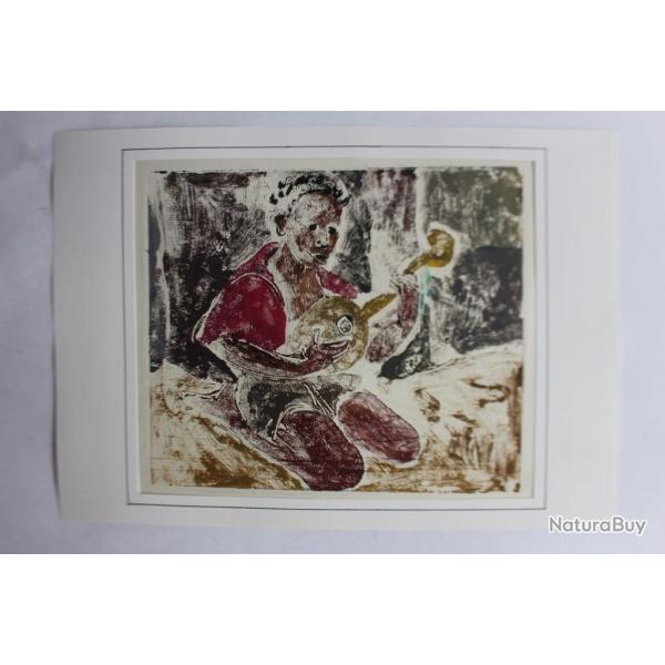 Aquarelle originale Afrique femme musique