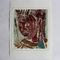 Aquarelle originale Afrique portrait femme