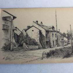 Dessin original Village Haute-Savoie par A.DECKER 1903