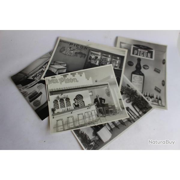 Cinq photos d'�poques comptoirs PICON Suisse publicit� alcool