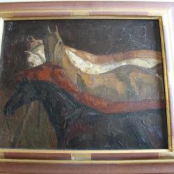 Tableau peinture a l'huile Rodolphe DUNKI (1897-1950) Chevaux