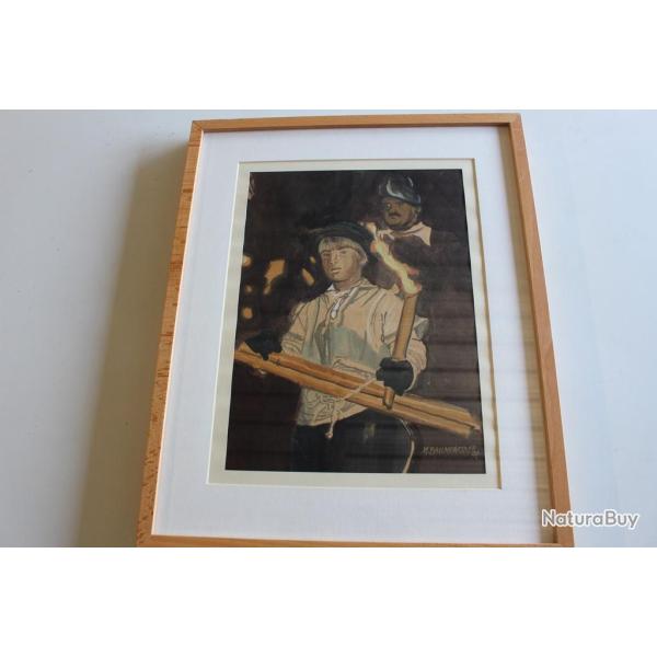 Tableau aquarelle Michel BAUMGARTNER  Le garon  Suisse