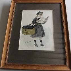 Dessin original FORESTIER Henri Claudius  Jeune femme modes