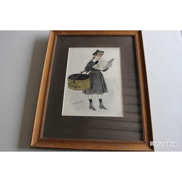 Dessin original FORESTIER Henri Claudius  Jeune femme modes