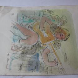 Dessin original Maurice Barraud Suite Espagnole 1926