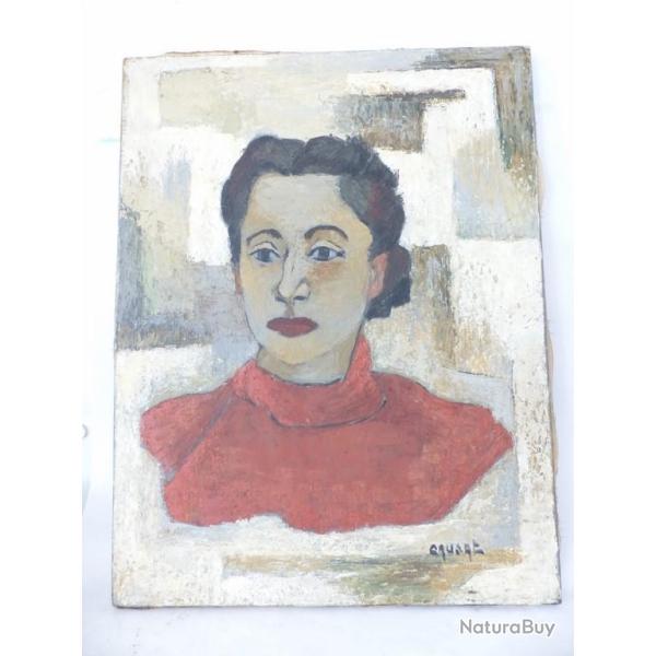 Tableau peinture a l'huile portrait par CRUSAT 1957