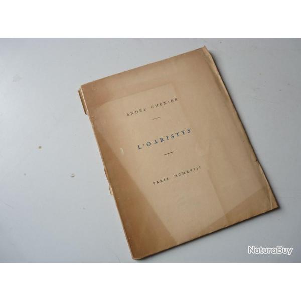 Livre L'Oaristys Andr Chnier 1918 estampes Prudhon bois Roux