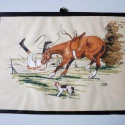 Lithographie &Eacute;tienne LE RALLIC La chute &eacute;quitation