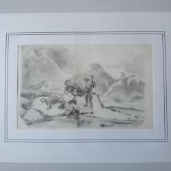 Dessin original au crayon Chasse