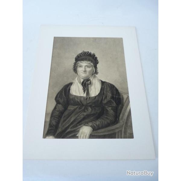 Dessin original au fusain Femme en costume r�gional Suisse/Haute Savoie