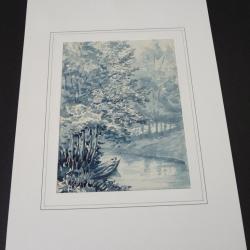 Aquarelle original Ruisseau Aix-les-Bains