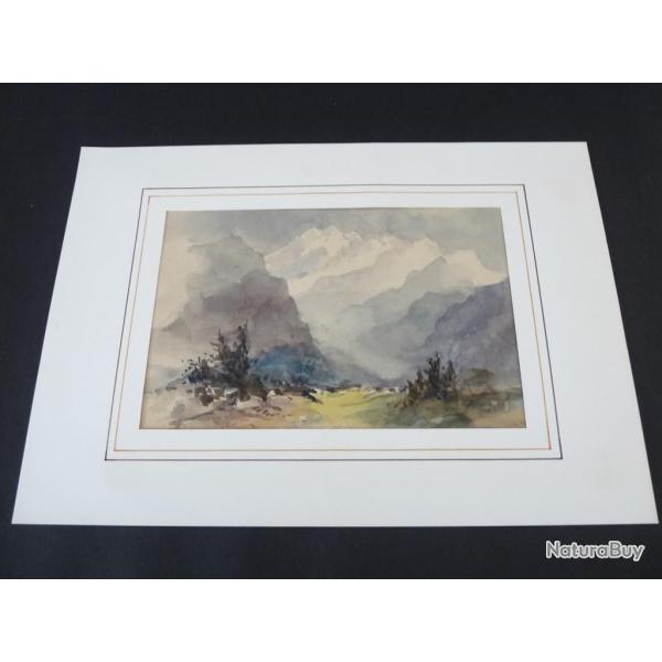 Aquarelle originale  Blumlis Alp  J.Addison 1901