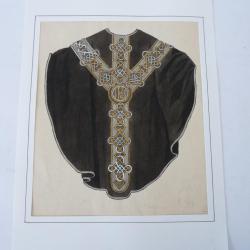 Dessin aquarelle originale modèle de Chasuble religion