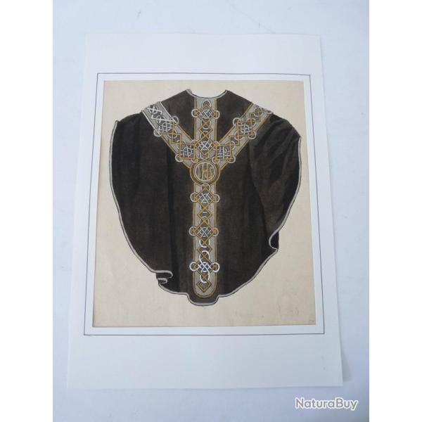 Dessin aquarelle originale modle de Chasuble religion