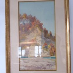 Aquarelle Andre Bezencon 1926 Les rochers des Neigles Fribourg Suisse