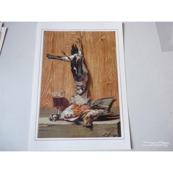 Chromolithographie tableau Nature morte E. Hareux Chasse
