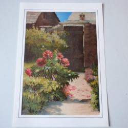 Chromolithographie tableau  Massif de fleurs E.Hareux
