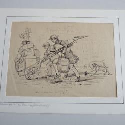 Dessin original a l'encre Le retour dans ses foyers Fritz LANDRY