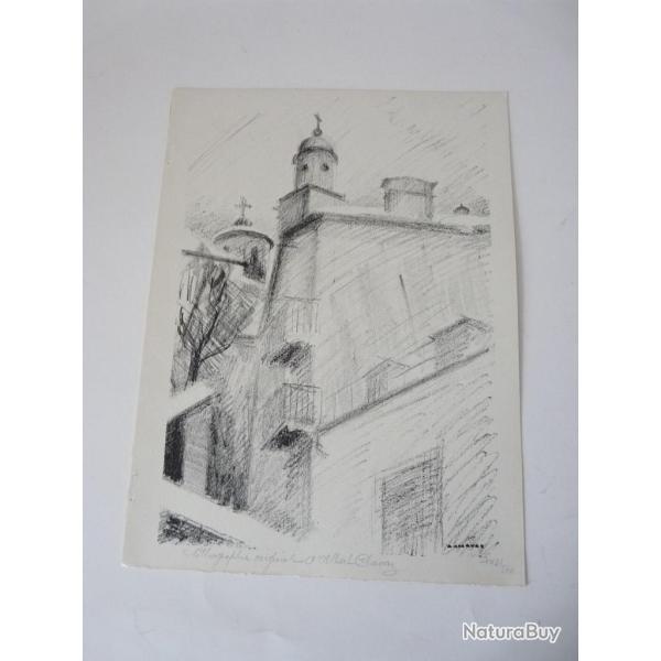 Lithographie Albert Chavaz �glise