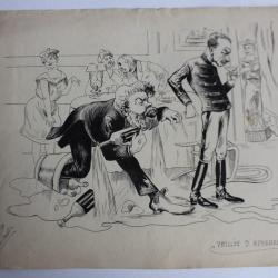 Dessin original Veillée d'hyménée Camille PELLETAN Louis ANDRE J.Belom