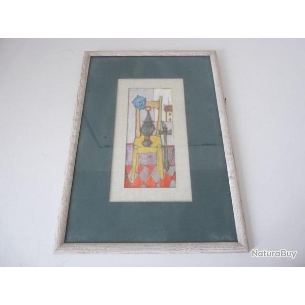 Dessin original crayon gras Georges GIRARD (1917-2003)